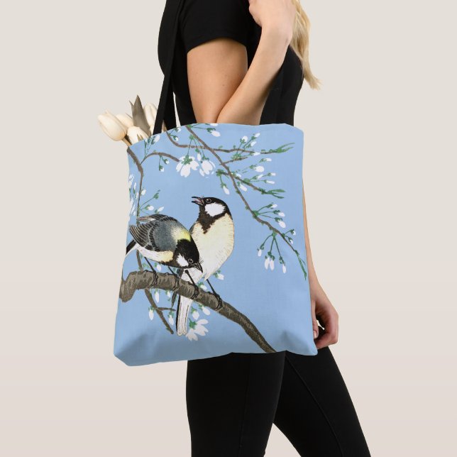 Birds and Cherry Blossoms Ohara Koson Tote Bag (Close Up)