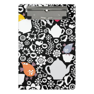 Birds and cups pattern mini clipboard