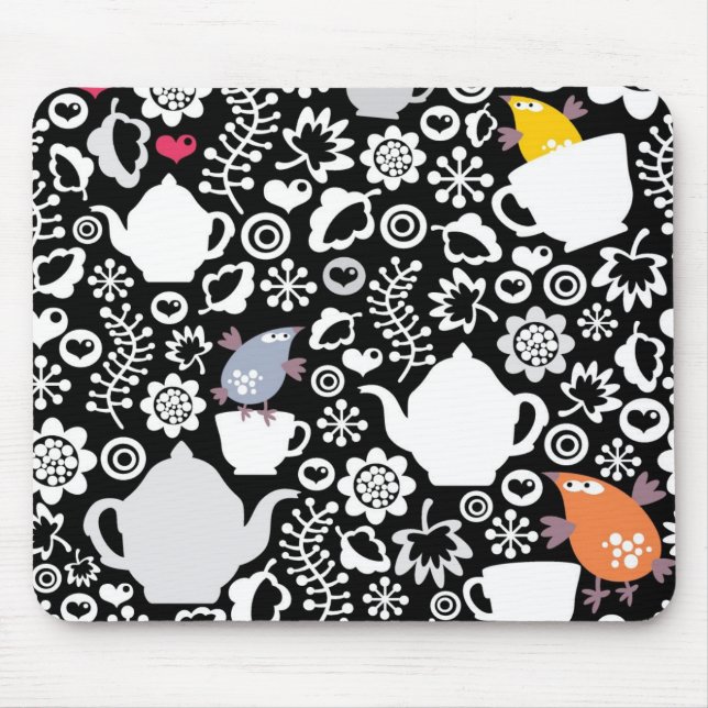 Birds and cups pattern mouse mat (Front)