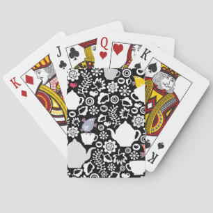 Birds and cups pattern playing cards