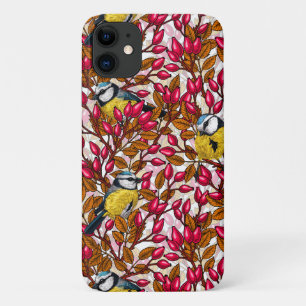 Birds and dog rose hips iPhone 11 case