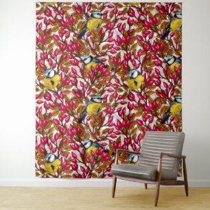 Birds and dog rose hips tapestry