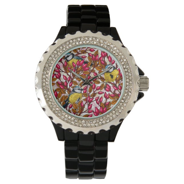 Birds and dog rose hips watch (Front)