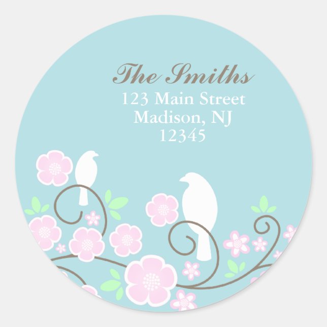 Birds and Flowers Address Labels (Front)