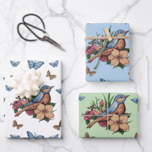 Birds and Flowers All Occasion Wrapping Paper Sheet