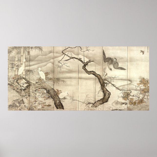 Birds and Flowers by Sesshū Tōyō Poster (Front)