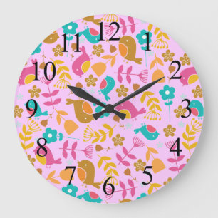 Birds and Flowers Cute Clock