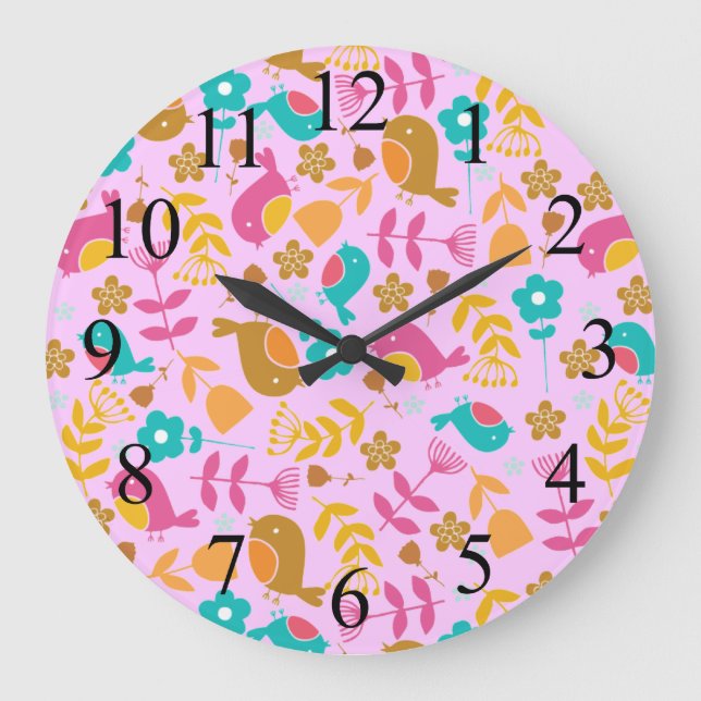 Birds and Flowers Cute Clock (Front)