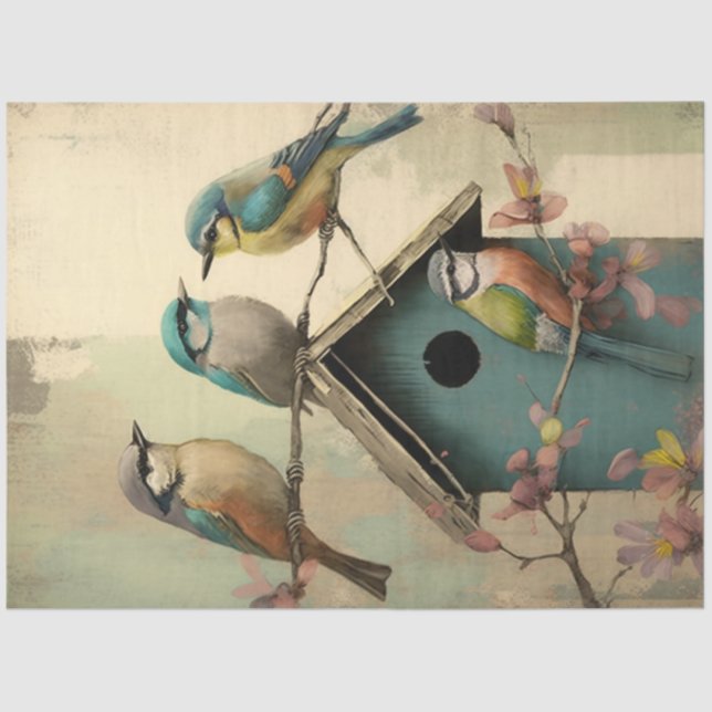 Birds and Flowers Ephemera Design Series #19 Tissue Paper (Front)