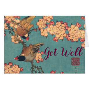 Birds and Flowers Japanese Art Pink Floral