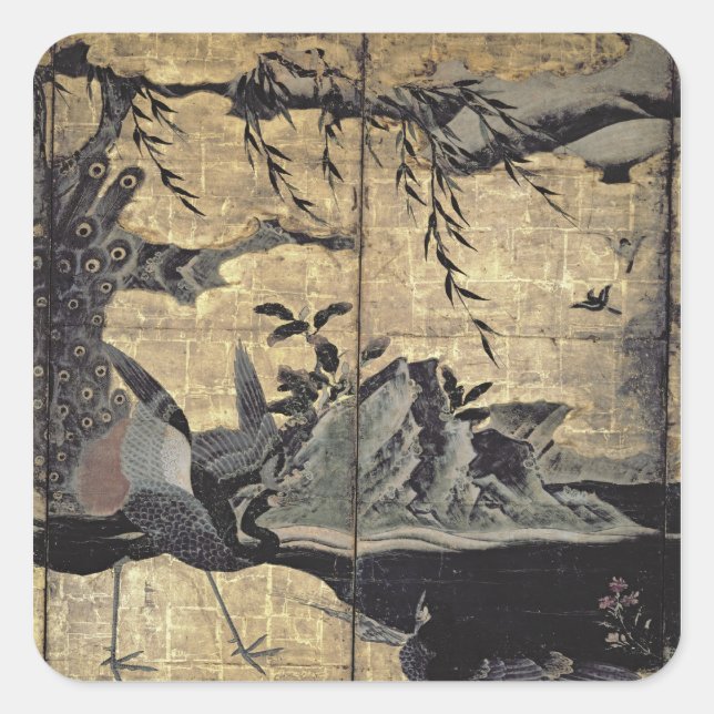 Birds and Flowers of the Four Seasons Square Sticker (Front)