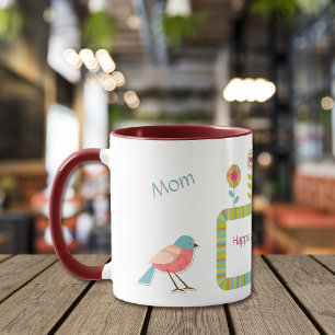 Birds and Flowers Personalised Mum Mug