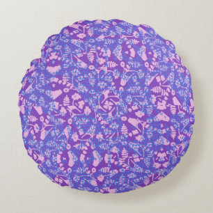 Birds And Flowers Round Cushion