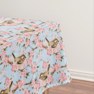 Birds and flowers. Spring gardern pattern Tablecloth
