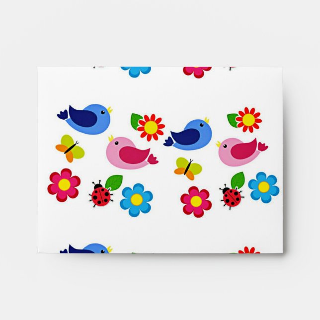 Birds and flowers spring time envelope (Front)
