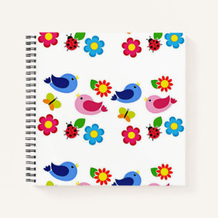 Birds and flowers spring time notebook