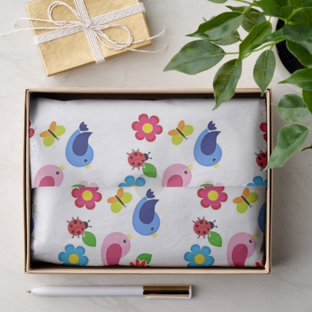 Birds and flowers spring time tissue paper (Gift)