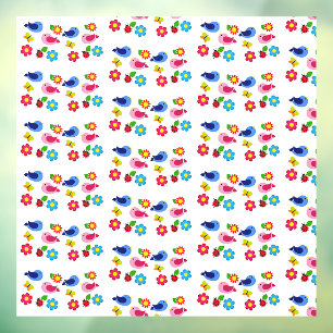 Birds and flowers spring time window cling