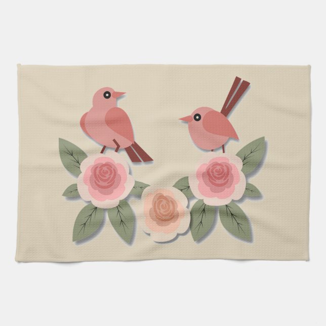 Birds and Flowers Tea Towel (Horizontal)