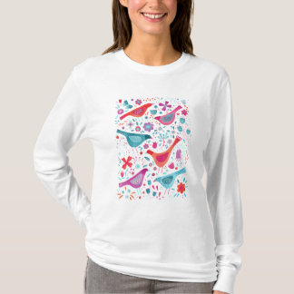 Birds and Flowers Watercolor T-Shirt