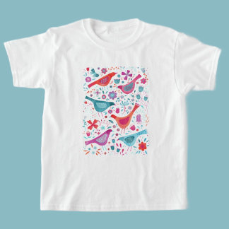 Birds and Flowers Watercolor T-Shirt