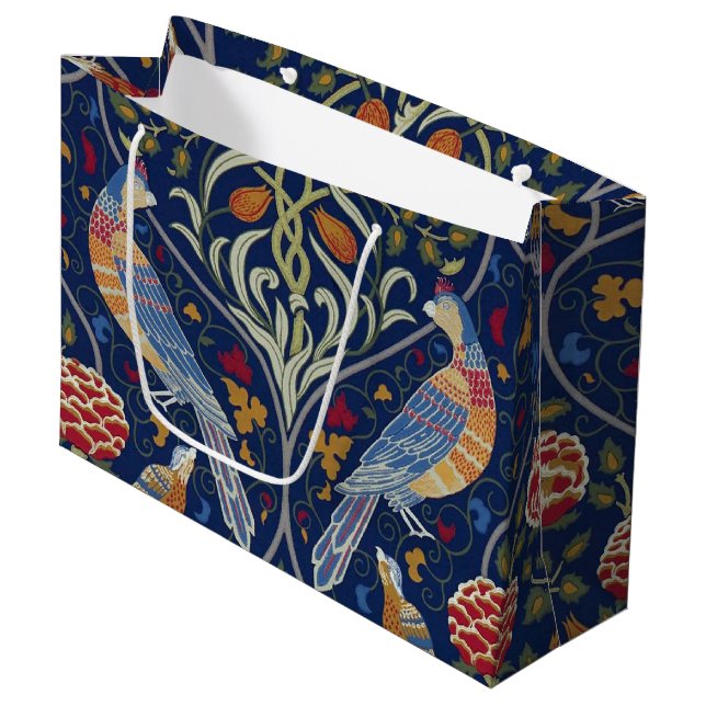 Birds and Flowers, William Morris Large Gift Bag (Front Angled)