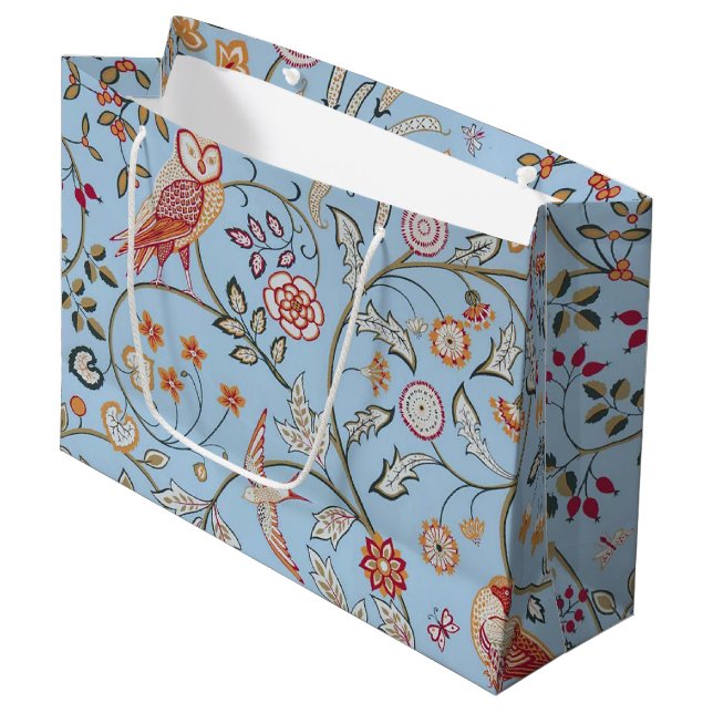 Birds and Flowers, William Morris Large Gift Bag (Front Angled)