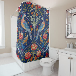 Birds and Flowers, William Morris Shower Curtain