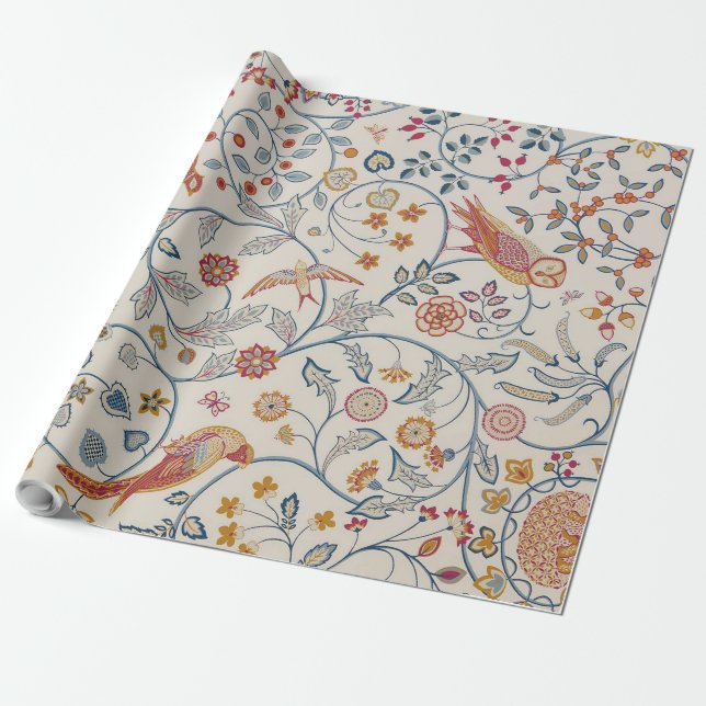 Birds and Flowers, William Morris Wrapping Paper (Unrolled)