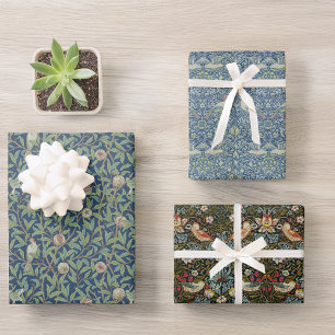 Birds and Fruits Vintage William Morris Patterns Wrapping Paper Sheet