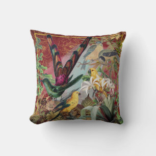 Birds and Greenery Throw Pillow