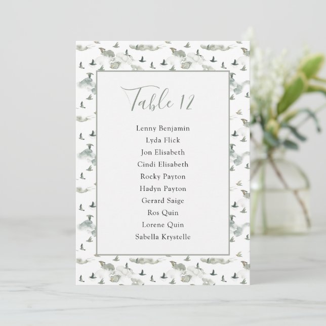Birds and hills table Number Seating Chart (Standing Front)