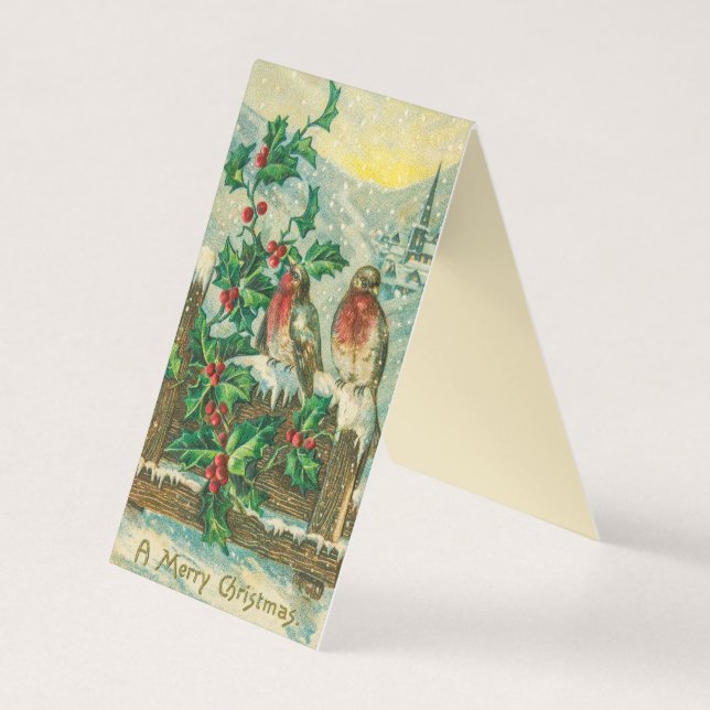 Birds and Holly Berries Merry Christmas Card (Front)