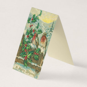 Birds and Holly Berries Merry Christmas Card