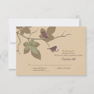 Birds and Leaves Fall Wedding Reply Card