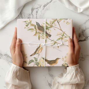 Birds and leaves, romantic wedding wrapping paper sheet