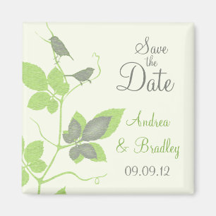Birds and Leaves Wedding Save the Date Magnet