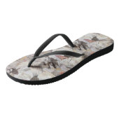 Birds and Music Notes Collage Slim Straps Flip Flops (Angled)