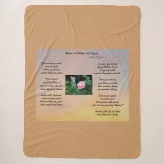 BIRDS AND SHIPS AND CLOUDS FAMILY POEM SHERPA BLANKET