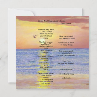 BIRDS AND SHIPS AND CLOUDS   THANK YOU CARD