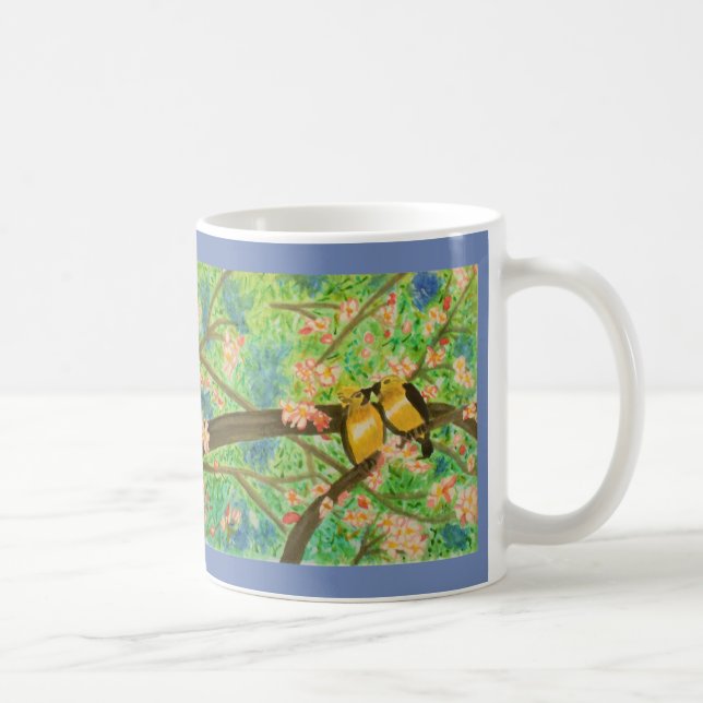 Birds and Spring Blossoms Watercolor Coffee Mug (Right)