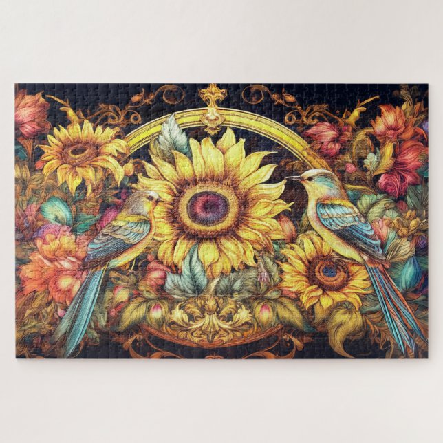 Birds and Sunflowers Jigsaw Puzzle (Horizontal)