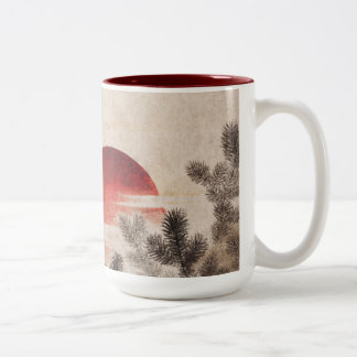 Birds and Sunset by Katsushika Hokusai Two-Tone Coffee Mug
