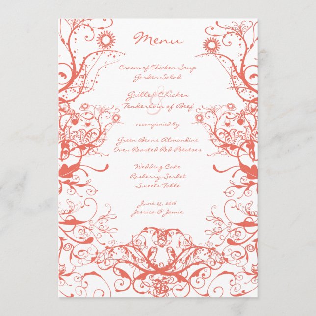 Birds and Swirls Wedding Menu (Front)