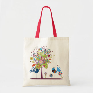 Birds and tree tote bag
