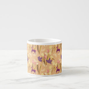 Birds and Unicorns on Spring Meadow Espresso Cup