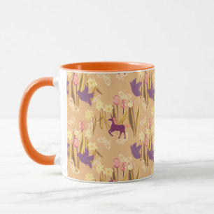 Birds and Unicorns on Spring Meadow Mug