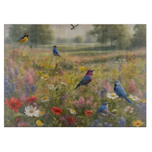 Birds and Wildflowers in the Country  Cutting Board (Front)