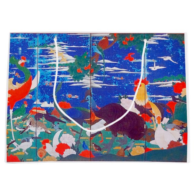 Birds, Animals, and Flowering Plants(Left) Jakuchū Large Gift Bag (Front)