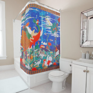Birds, Animals, and Flowering Plants(Left) Jakuchū Shower Curtain